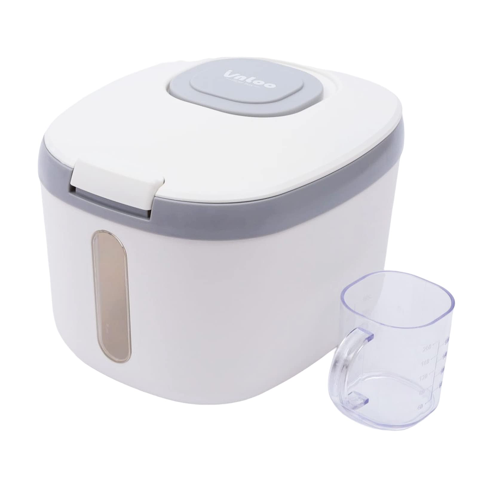Recipiente hermético de 5 kg, dispensador de arroz con tapa y vaso medidor, caja de almacenamiento de cocina, para arroz, cereales, pasta, harina (gris, 5 kg)