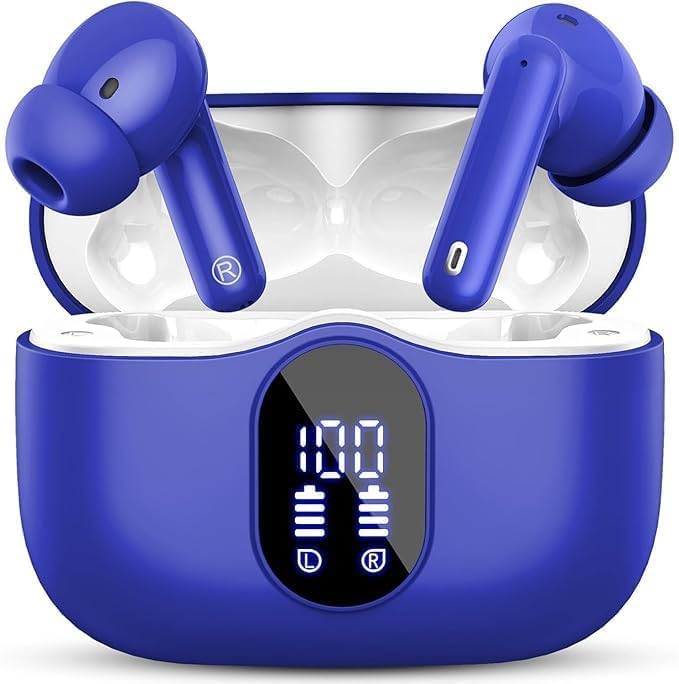 Btootos Bluetooth Kopfhörer, Kopfhörer Kabellos Bluetooth 5.4 mit App Sport In Ear Kopfhörer, Wireless Earbuds 40 Std Spielzeit, LED Ladecase, ENC Mic, Tiefer Bass Ohrhörer für IOS/Android (Blau)