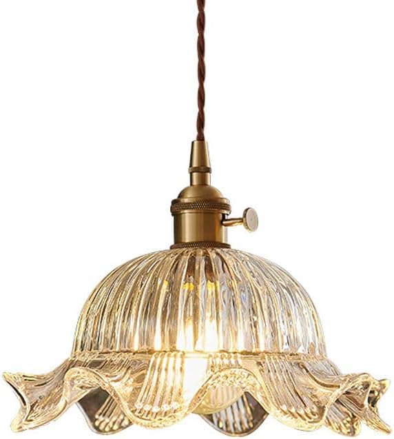 Lampe suspendue en verre style français, lustre transparent chic pour plafonnier