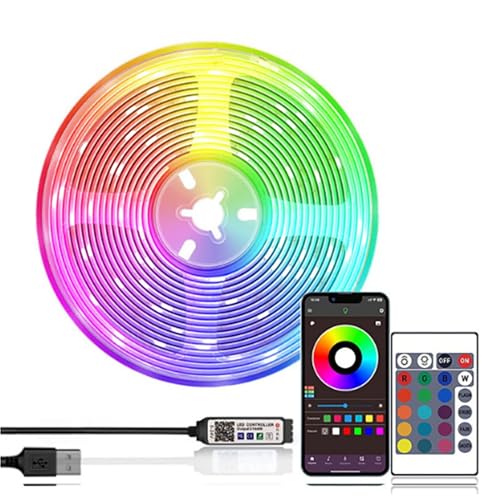 GoodTool LED Strip Light Kit Decorative Lighting 5M USB LED Light Strip with APP Control Smart Bluetooth RGB Light with Bluetooth and Infrared Remote Control for Home Decor