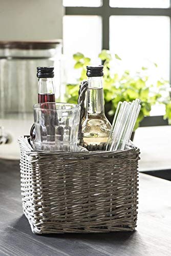 IB Laursen - Mand met 4 vakken en handvat - wollen wilgentenen - 18 x 23 x 18 cm - Image 4