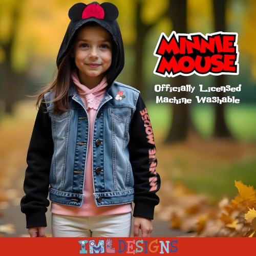 Disney Lilo & Stitch Minnie Mouse Girl's Hoodie Jean Jacket with Ears - Fashion Hooded Denim Jacket for Kids4