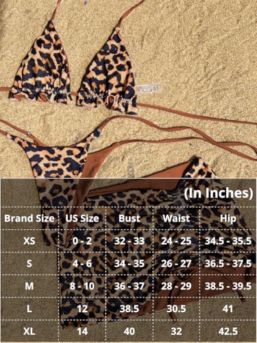 Image of ShawGobow Womens 3 Piece Leopard Bikini Set,Triangle String High Cut Thong Sexy Swimsuit & Coverup Skirt,Pool Party Outfit