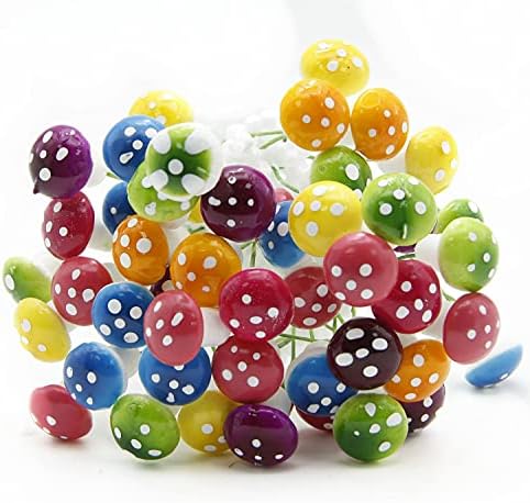 ODDIER Colorful Cute Resin Craft Decoration Mushroom Fairy Garden Miniatures Accessories (Pack of 50)