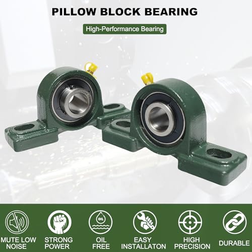 2 pack ucp204-12 pillow block mounted ball bearing - 3434 bore - solid cast iron base - self aligning