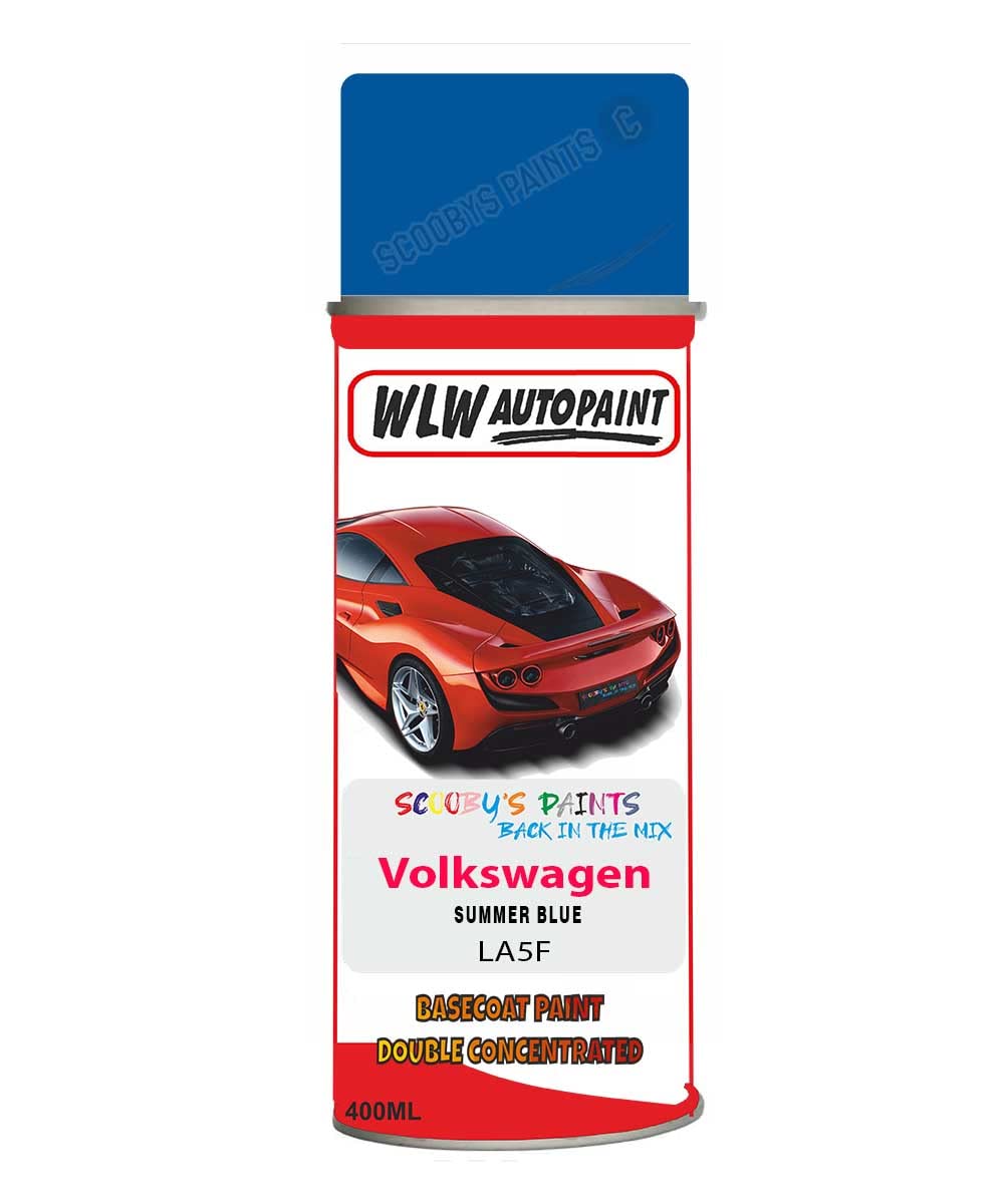 SCOOBYS PAINTS BACK IN THE MIX Basecoat Aerosol Spray Paint For Volkswagen Polo Summer Blue 2002-2018 Code La5F
