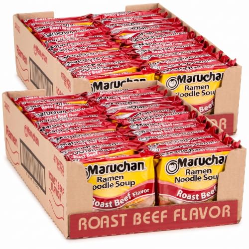 Maruchan Ramen Roast Beef,Instant Ramen Noodles,Ready to Eat Meals,3 Oz,(Pack of 48)