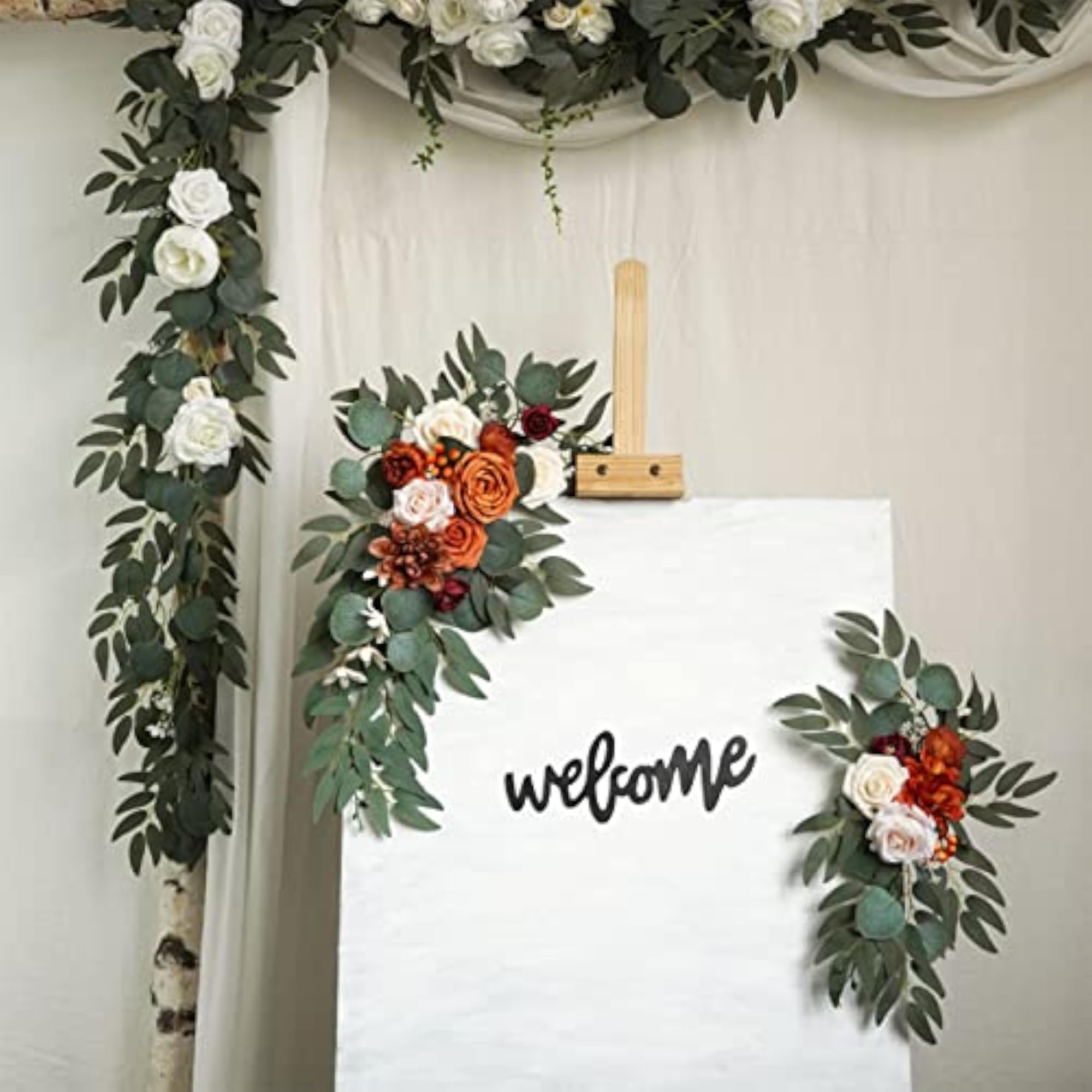 Orange Artificial Wedding Arch Flowers Kit