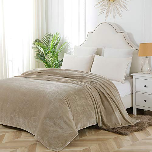 Bourina Fleece Blanket Flannel Throw Blanket (Beige,King Size ) Lightweight Cozy Microfiber Blanket For Sofa, Couch, Bed, Camping, Travel, 108X90 Inches #TOP11