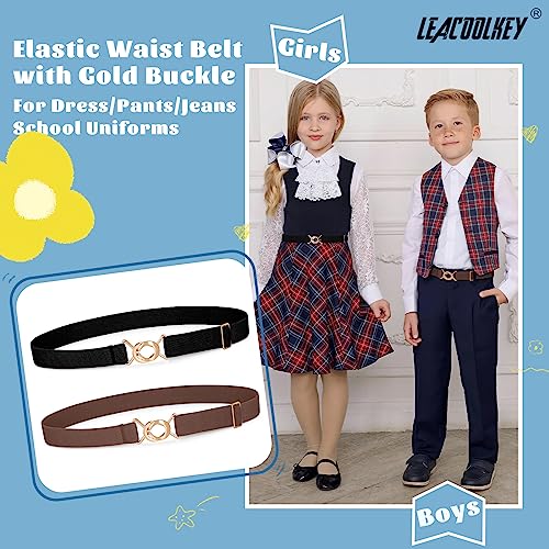 LEACOOLKEY Girls Boys Elastic Waist Belt for Dress Jeans Adjustable Kids Stretch Belt Back to School2