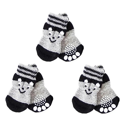 Abaodam 3Pairs Slip Dog Socks for Small Dogs Paw Protection Boots Comfortable Durable Design for Indoor Use Adorable Patterns for Your Puppy