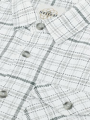 Image of StitchX Men's Full Sleeve Checkered Cotton Double Flap Pocket Spread Collar Shacket S-2XL