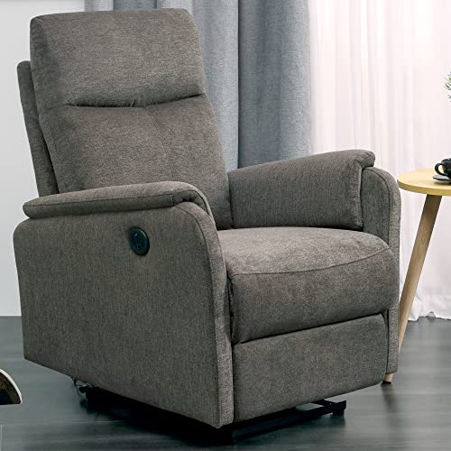 Plococo Power Recliner Chair For Living Room, Electric Compact Fabric Single Sofa Chair With Usb Port, Armrest Button Control, Antiskid Fabric #TOP2