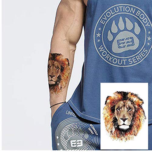 Ooopsiun 10 Sheets Large Tiger Temporary Tattoos For Men Kids, Cool Waterproof Body Fake Lion Tattoo Sticker For Men Women 3D Animals Large Arm Tattoos #TOP2