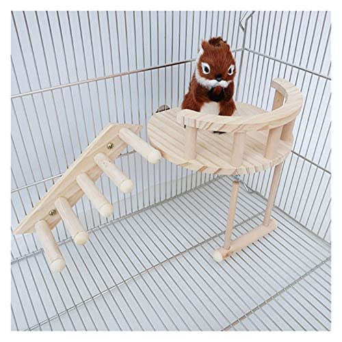 Vogelspeelgoed Hamster houten platform kleine huisdier kooi hek spelen standaard klimmen ladder schommel speelgoed cavia… - Afbeelding 5