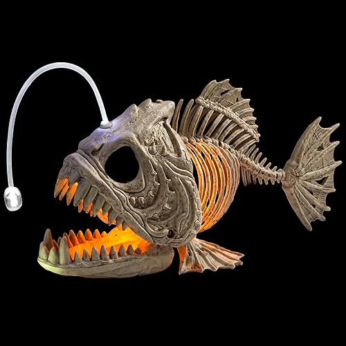 JOYIN 25,9 cm Skelettfisch Mit LED-Auge für Halloween-Dekoration, Friedhofsdekorationen, Gruselszene Drinnen/Draußen – Ansicht 6