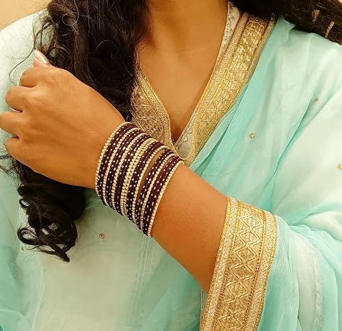 Efulgenz Rhinestone Bangles Crystal Bangles for Women Indian Bollywood Bangle Set Indian Wedding Bangles Rhinestone CZ Plain Metal Bracelet Bangle Jewelry for Women4