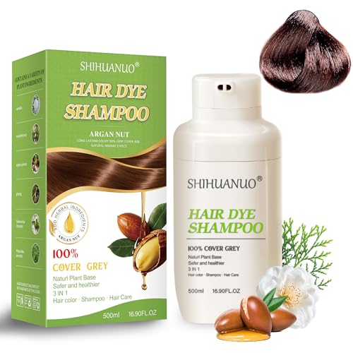 Hair Dye Shampoo 3 in 1 for Gray Hair Coverage, Argan nut Natural Shampoo Hair Dye for Women & Men/Ammonia-Free 520ml(Coffee)