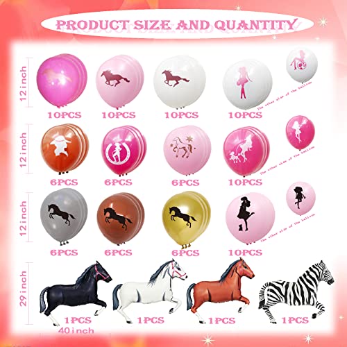 100 Pcs Horse Balloons Set Cowgirl Balloons,Horse Balloon Horse Party Decoration Includes 12 Inch Horse Latex Balloon 40 Inch Foil Horse Balloons For Horse Birthday Party Supplies For Girls #TOP1