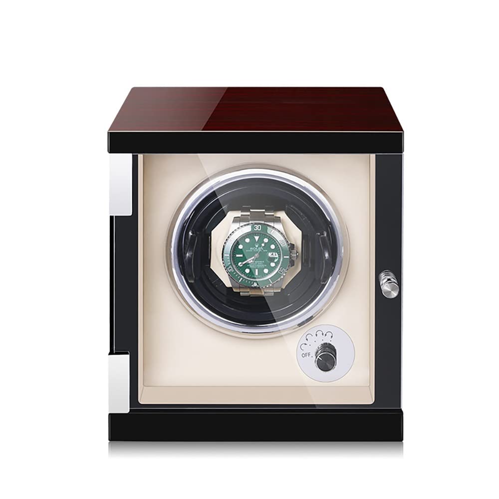 LXMQEF Custodia per orologio di lusso con motore silenzioso 5 modalità di rotazione Pelle PU antietà Apri la porta per fermare la rotazione con luci a LED Avvolgitori per orologi tramite adattatore CA