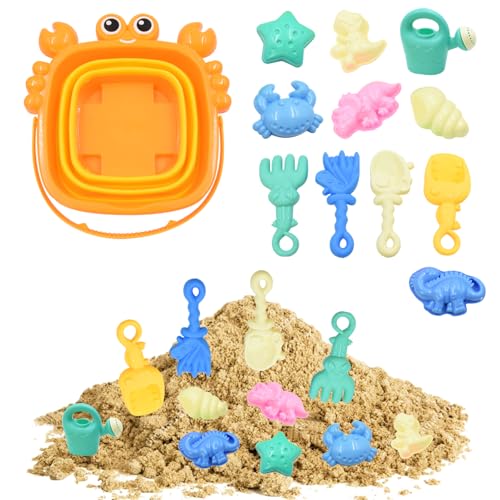 12 peças cubo de praia dobrável, brinquedos de praia, AolKee Faltbarer Arena Eimer, Sandgrube brinquedo reutilizável, Crabbe portátil Foltbarer Bucket, verão praia jogos para crianças, brinquedos de
