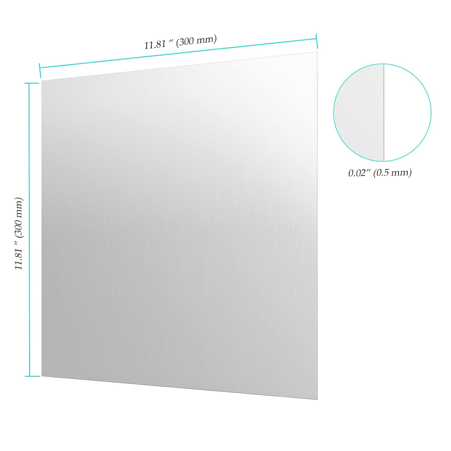 10 Pack 12 x 12 x 1/64 Inch Aluminum Sheet, 0.02 inch Thickness Metal 6061 Aluminum Plate with Protective Film for Industry, DIY Crafting