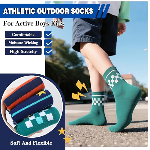 Kids Boys Fun Cotton Crew Socks Funny Crazy Cartoon Novelty Space Trucks Star Dress Socks 6 Pairs4