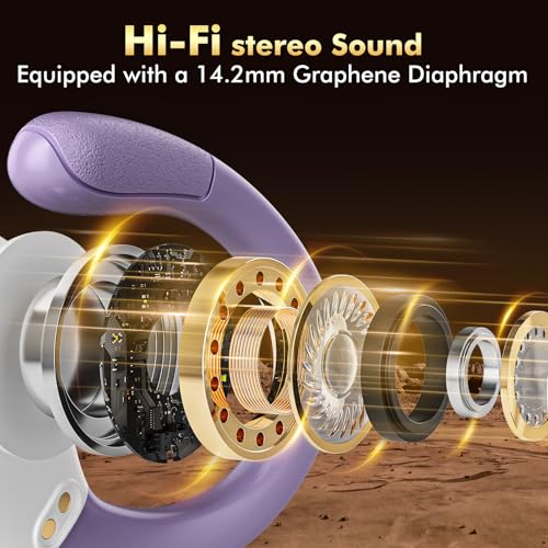 Image of HAOYUYAN Wireless Earbuds, Sports Bluetooth Headphones, 80Hrs Playtime Ear Buds with LED Power Display, Noise Canceling Headset, IPX7 Waterproof Earphones for Workout /Running (Purple)