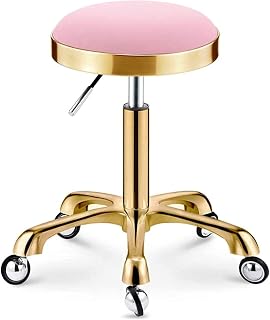 Taburete giratorio de altura ajustable para oficina, salón, tatuaje, silla rodante redonda en color rosa