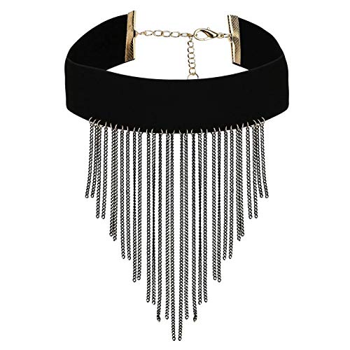 AnazoZ Collar Borla Larga Collar Colgante Aleación Mujer Collar Negro