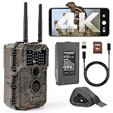 GardePro E6 2.0 Pro 4K Camera de Chasse WiFi, Batterie de 7800 mAh et Carte SD de 64 Go, Portée WiFi de 50 mètres, 64MP Caméra de Chasse Connectée Telephone, Camera Vision Nocturne Animaux Exterieur