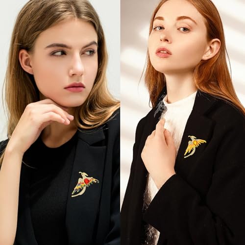 Image of Honbay 4PCS Stylish Phoenix Bird Brooch Pins Enamel Alloy Sparkling Rhinestones Cute Animal Phenix Brooches Phoenix Breastpin Lapel Pins Hat Scarf Shawl Sweater Cardigan Clips