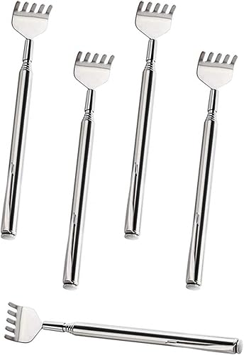 Rascador de espalda extensible, 5 piezas de rascador retráctil, herramientas de rascador retráctiles, masajeadores de espalda de acero inoxidable