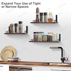 Rustic Wood Floating Shelves, Hanging Shelf for Wall Decor, Storage Books Rack for Living Room, Bathroom, Kitchen and Bedroom (Black,Set of 3) Rustic Wood Floating Shelves Hanging Shelf for Wall Decor Storage Books Rack for Living Room Bathroom Kitchen and Bedroom BlackSet of 3