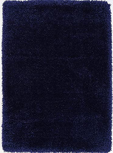 Image of Carpet for Living Room, 4x4 (Round) Feet Blue Solid Plain Modern Polyster Luster Shaggy Ultra Thick and Pluffy Soft Shag Area Rug for Your Bedroom, Kid Room, Office and Home