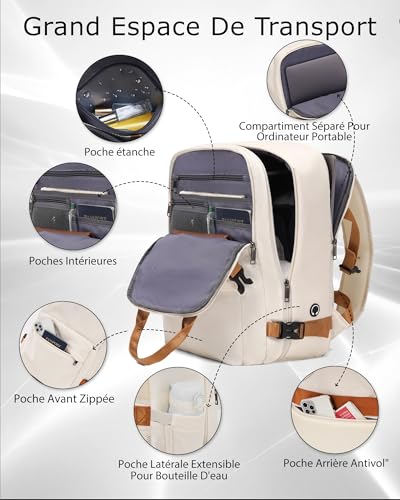 COOLIFE Sac à Dos sous Vide Voyage Easyjet 45x36x20 avec Pompe| Sac De Rangement sous Vide Amovible Bagage Cabine, Convient Aux Ordinateurs Portables De 17 Pouces - avec Pompe – vue 6