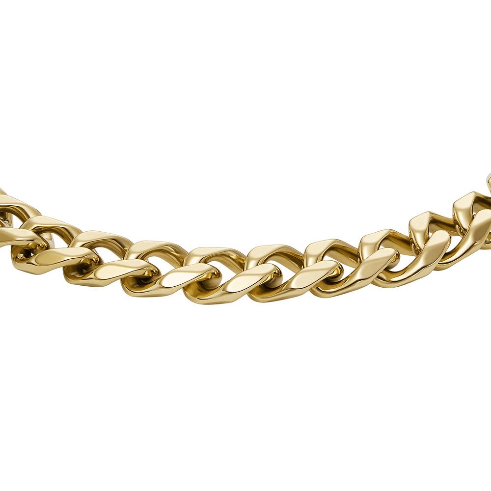 Fossil Bracciale da uomo in acciaio inossidabile tonalità oro con chiusura a moschettone