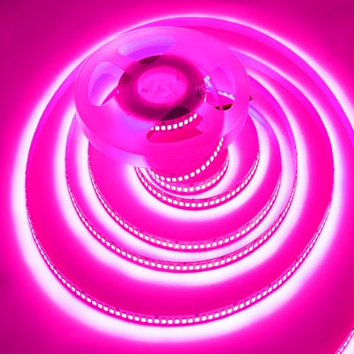 Image of SUYOOULIN LED Strip Lights, SMD 2835 600 LEDs Light Strips, 16.4ft /5m 9000LM Flexible AC 110V Waterproof IP44 LED Ribbon Lighting for DIY Christmas Home Indoor Outdoor Decor(Pink)
