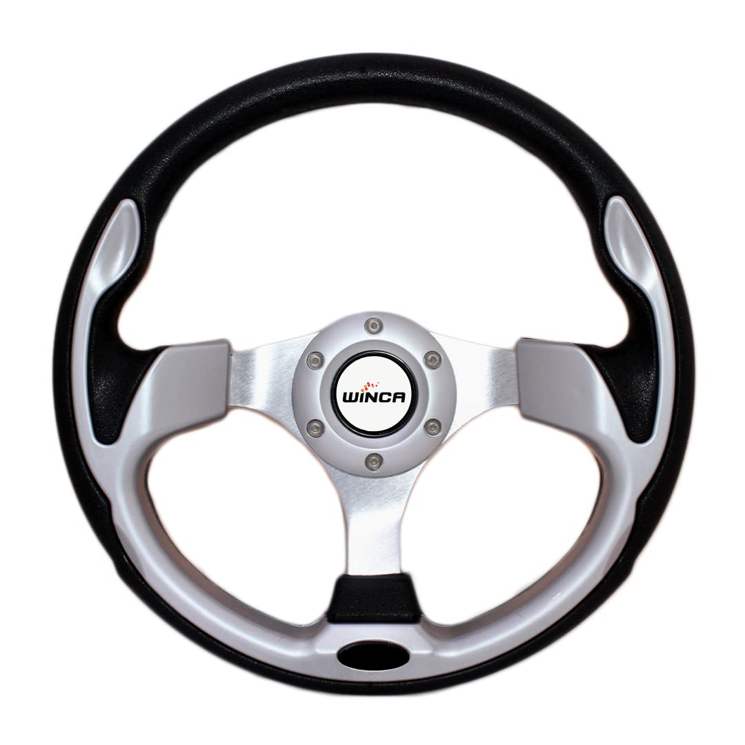 WINCA Universal Drifting Deep Dish Racing Steering Wheel, Black, SPORT STEERING WHEEL TRACK STYLISH MODEL GRIPPY - DISH WHEEL - 320MM (12.5 INCH)