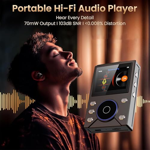 Image of HiFi MP3 Player with Bluetooth 5.4, Lossless DSD FLAC Player, Digital Audio Player Hi Res Portable Music Player with 16G Card, Support Up to 256G