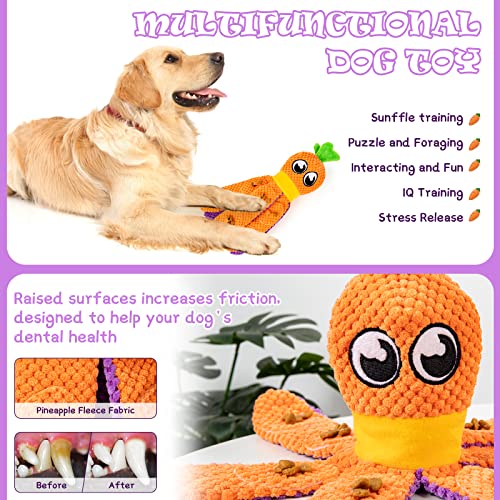FWLWTWSS Interaktives Hundespielzeug Intelligenz, 2-in-1 Octopus & Karotte Intelligenzspielzeug für Hunde Schnüffelspielzeug Hund, Hundespielzeug Unzerstörbar Für Große/Kleine Hunde