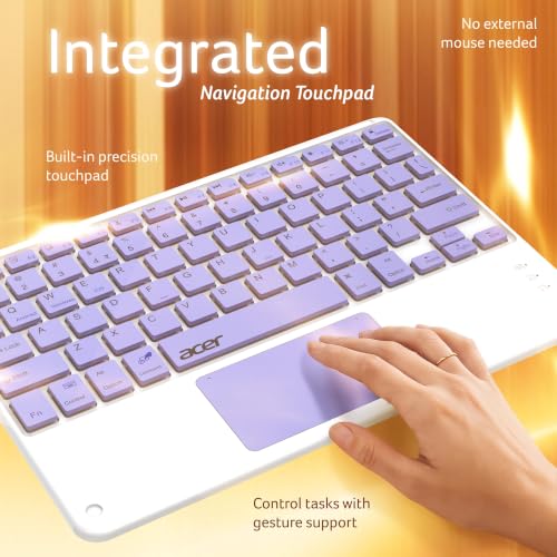 Image of Acer Nano Pad Touch Wireless Keyboard with Built-in Touchpad | Bluetooth Multi-Device Support | 280mAh Rechargeable Battery | Ultra-Slim Portable Design for Windows, Android, iOS & Mac | Purple