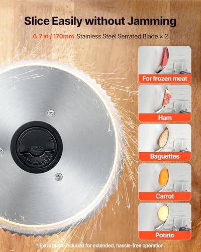 Image of VEVOR Meat Slicer, 6.7 inch 150W Electric Deli Slicer Machine with 2 SUS420 Blades, 0-0.6 inch Adjustable Thickness, ETL Certified Home Food-Slicer for Meat, Ham, Baguett, Steak
