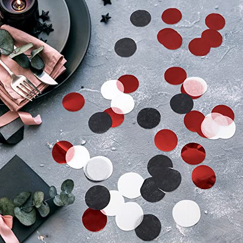 Image of VCOSTORE 1 Inch Tissue Paper Confetti Circles,1.76oz Round Paper Table Confetti Circle Dots, Suitable for Birthday Wedding Party Decoration and Baby Shower decorations,Redand Black,5000 Pieces