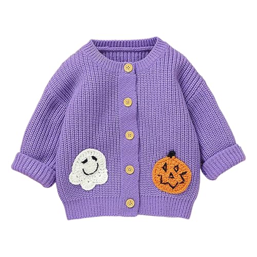 Toddler Boys Girls Halloween Sweaters Long Sleeve Knitted Cardigan Comfortable Warm Button Closure Cardigan
