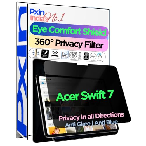 Image of PxIn Tablet Privacy Screen Guard compatible with Acer Swift 7 | No.1 | Anti Glare | Anti Blue Light | Anti UV | 4 Way Privacy Filter | 360 Privacy | Eye Protect
