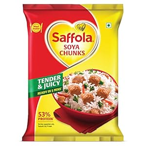 Saffola Soya Chunks with Supersoft Technology, 53% Protien, Tender & Juicy, 1kg