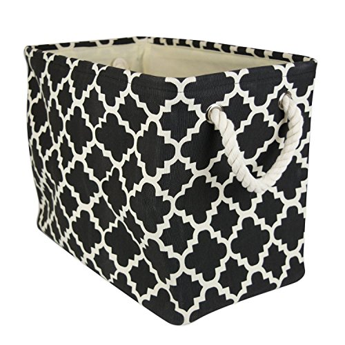 DII Polyester Container with Handles, Lattice Storage Bin, Large, Black