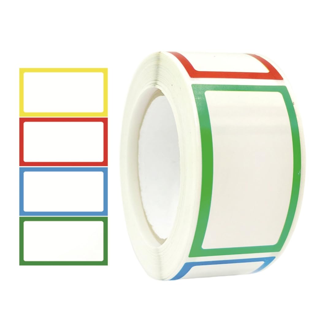 Gmbylby Multicolored 250Pcs Colorful Border Name Labels Sticker 1.77X1inch Adhesive Glass Jar Label For School Office