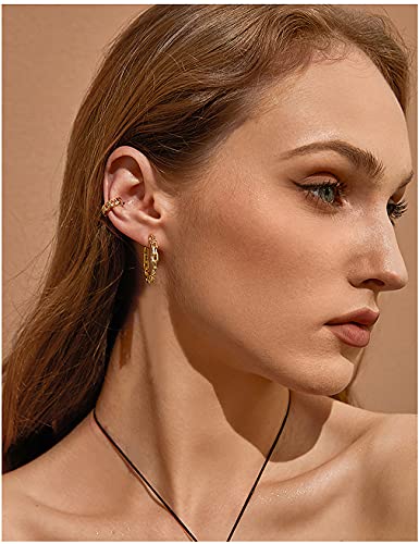 Hoop Earrings for Women - Chain Hoop Earrings Gold/White Gold - Link Hoop Stud Earrings3